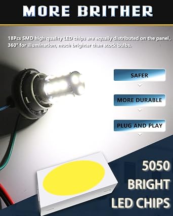 1156 LED Bulb White Super Bright 1073 1003 7506 1141 BA15S LED Bulbs 5050 18-SMD Replacement for 12V RV Interior Ceiling Dome Light/Travel Trailer/Boat Indoor/Camper Light Bulbs, (Pack of 2)