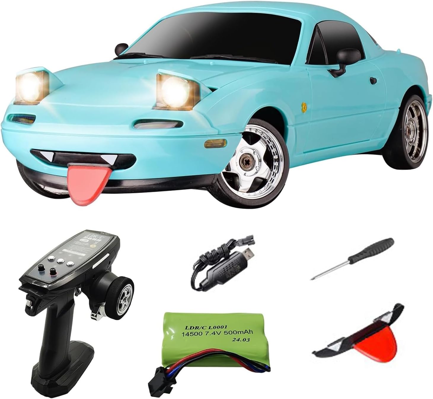 ARRIS 1/18 Scale RC Drift Car, LD1804 Mini Mazda MX-5 RC Model Car 2.4GHz RWD Miata RC Vehicles with Gyro for LED Lights for Adults Hobby Toys (Blue)