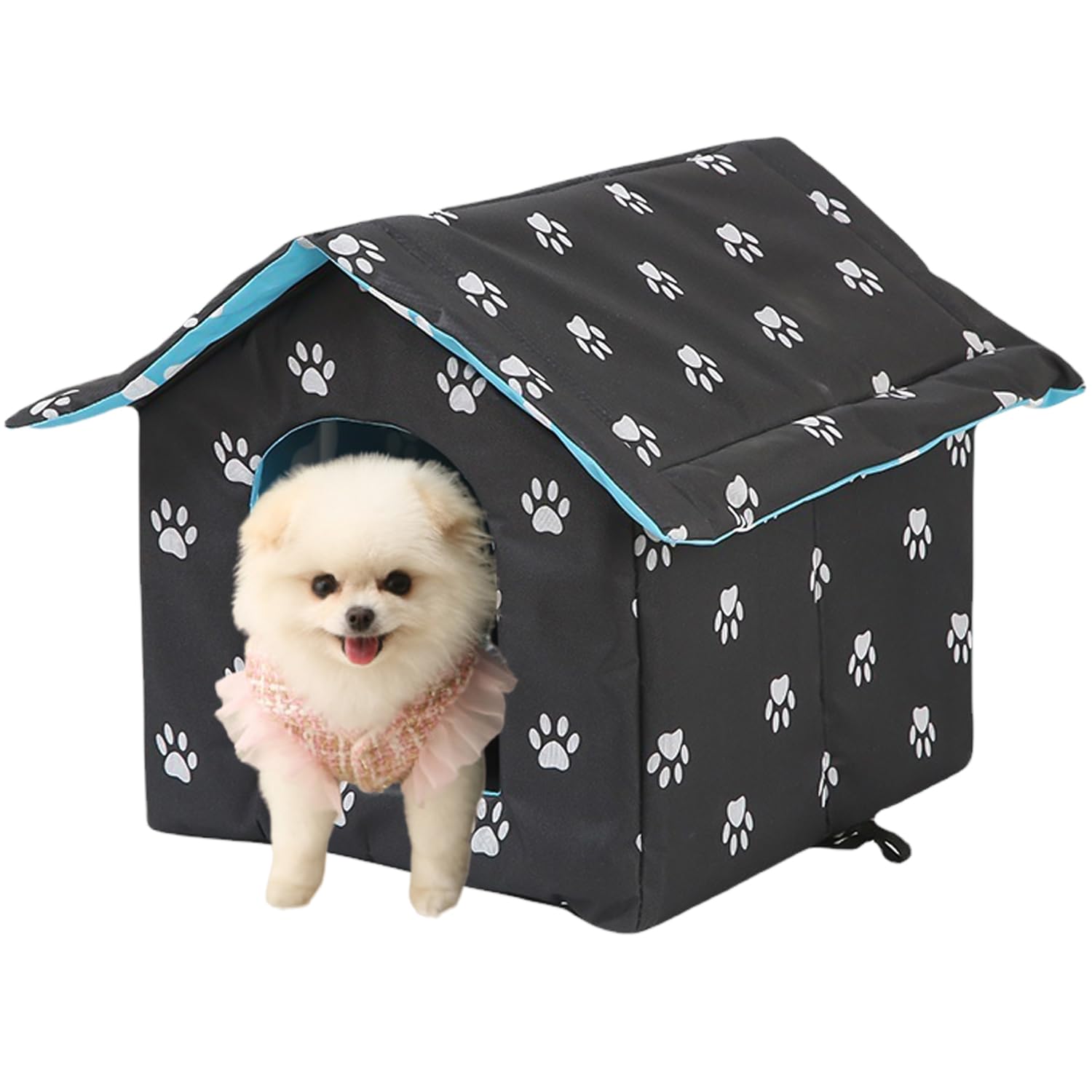 HOMURY Casa para gatos para exteriores, resistente al invierno: plegable casa de gato lavable resistente a la intemperie impermeable y cálida, casa para mascotas al aire libre, casa de mascotas de