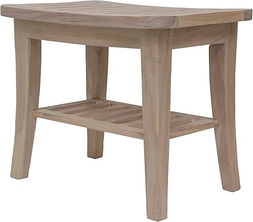 Redmon, Banco de teca con acabado liso de madera gris, completo