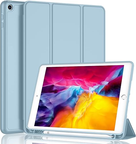 iMieet Funda para iPad 9.7 (modelo 20182017, 65 generación), funda inteligente con portalápices y parte trasera de silicona suave de piel de bebé y