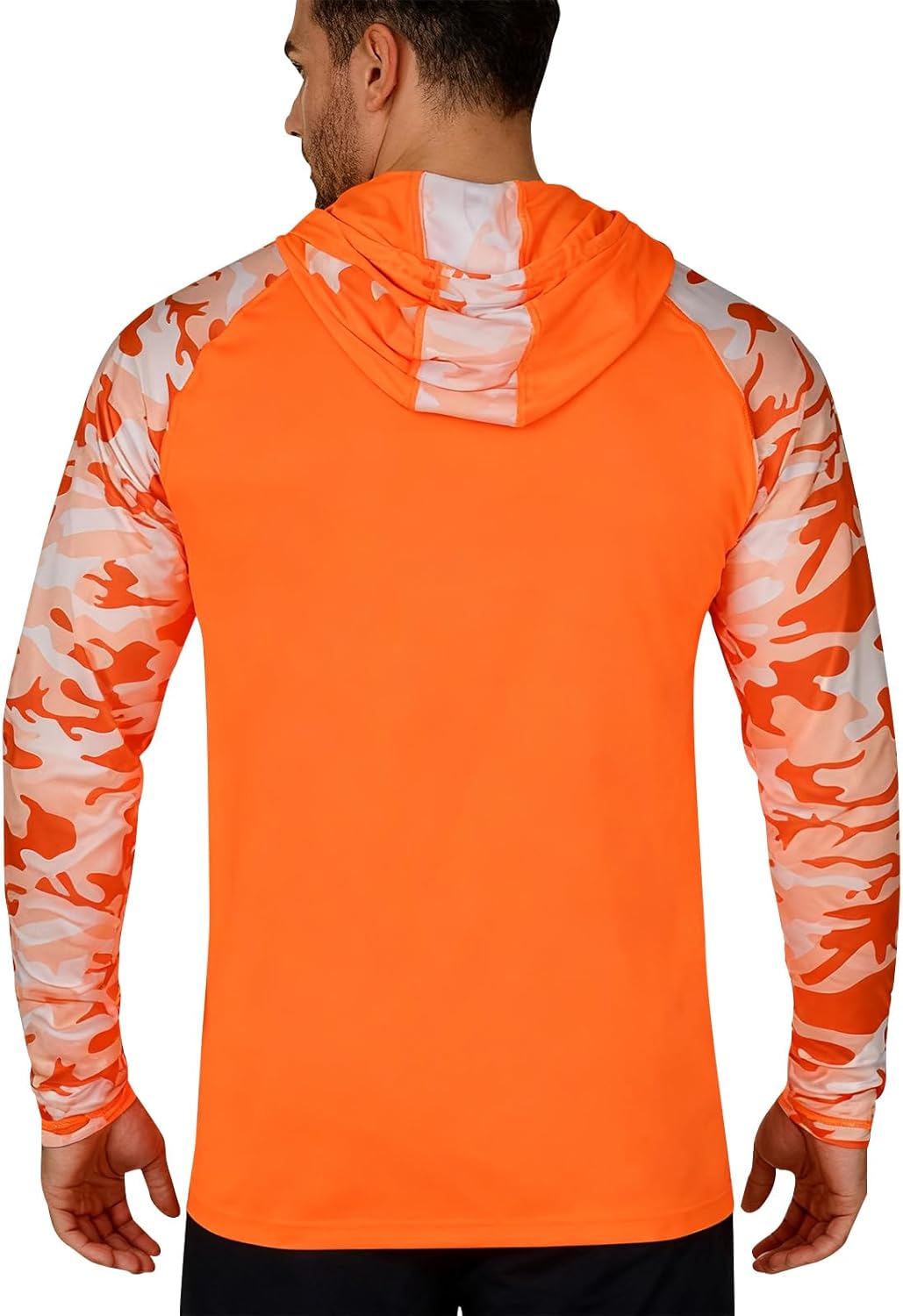 Men's Fishing Shirt with Hood,UPF 50+ Sun Protection Hoodie Camo Long Sleeve Shirts High Visibility Safety T Shirt - Image 3