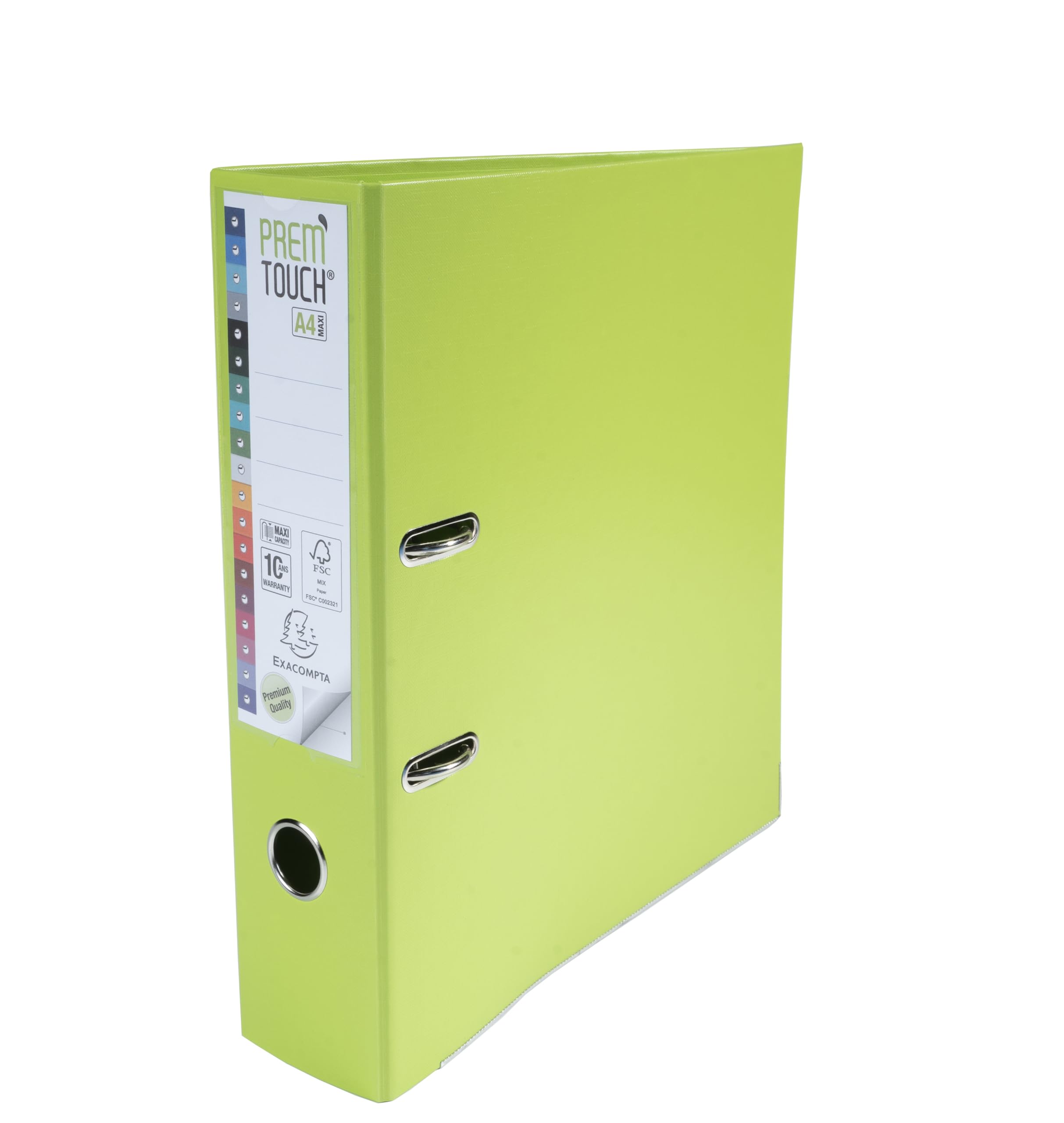 Exacompta - Réf. 53356E - Carton de 10 classeurs à levier A4 MAXI Prem'Touch - Dos 80 mm - Mécanique 80 mm - Dimensions extérieures : 32 x 30 x 8 cm - Format à classer A4 Maxi - Coloris : Vert Anis