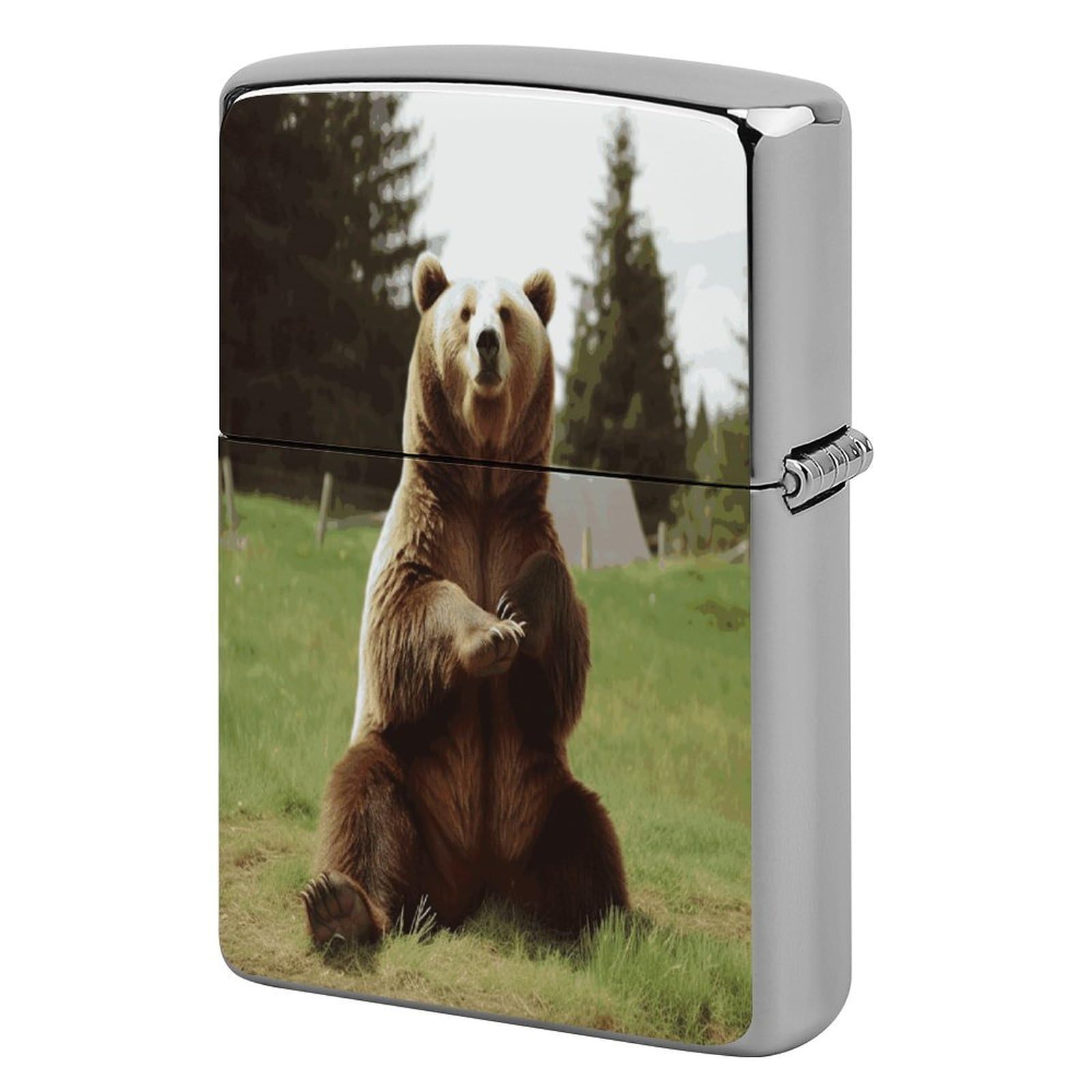 Btcowzrv Style Hi Bear Sit On The Lawn Metal Lighter Case Sleeve Cover Holder