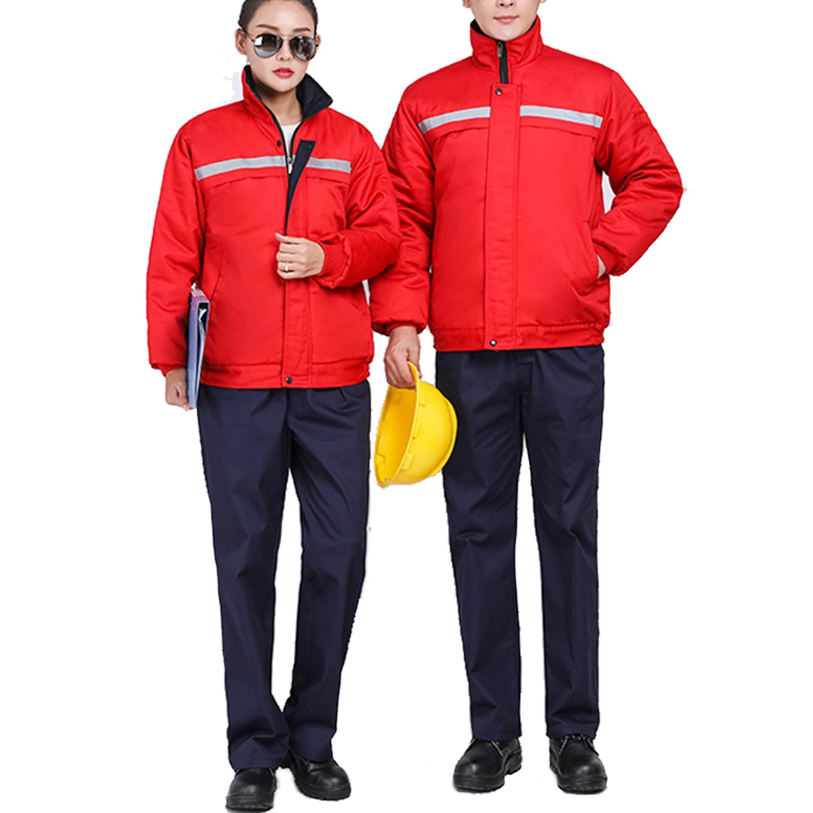 Tuta Isolata Manica Lunga Zip Up Overalls Per Gli Uomini Delle Donne, Stand Collare Da Lavoro Giacca Con Striscia Riflettente