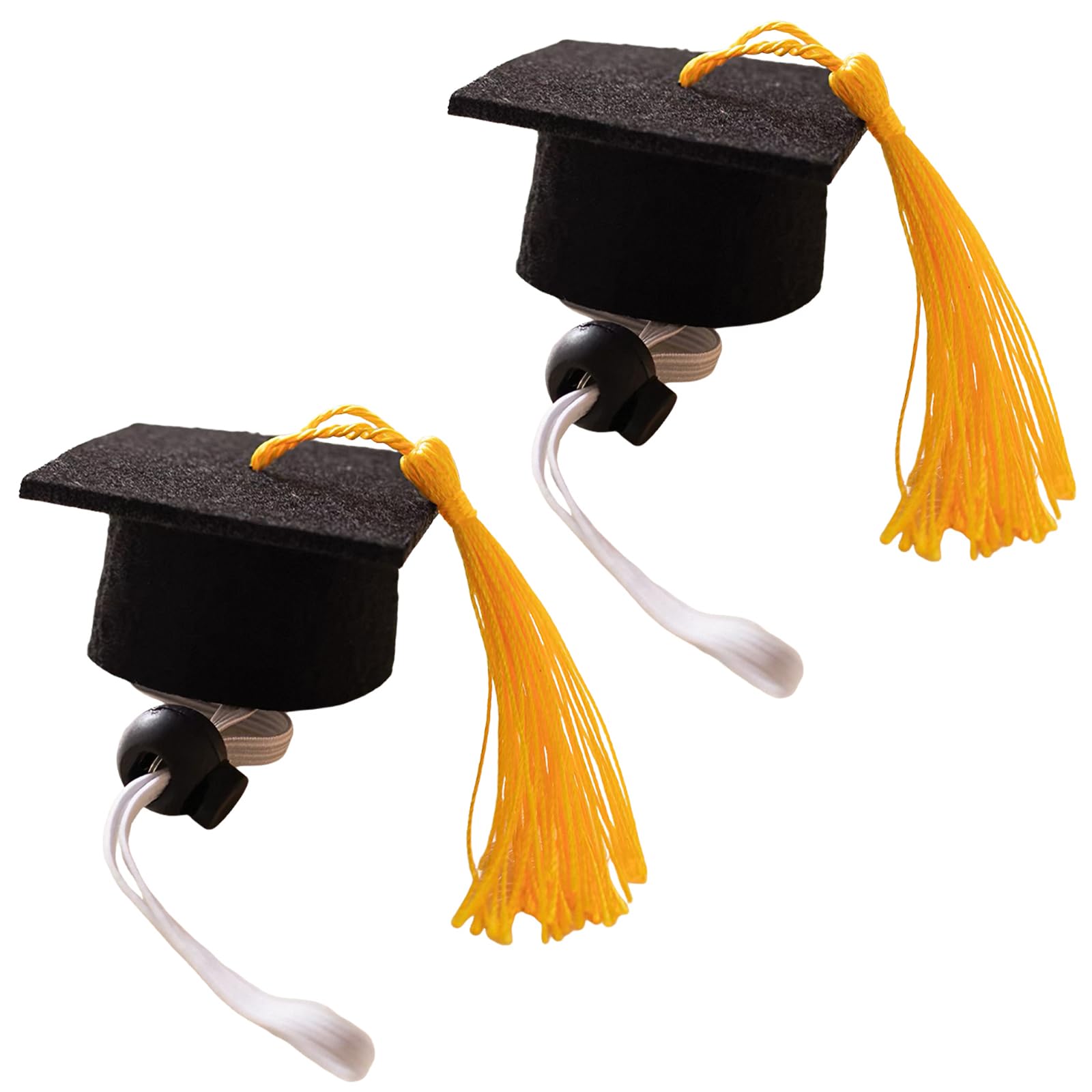 2 Pack Mini Graduation Caps with Blue Tassels, Mini Pet Graduation Caps Small Animal Bachelor Hats with Adjustable Elastic Strap for Cats and Dogs Photo Props Party Supply (2, Yellow)