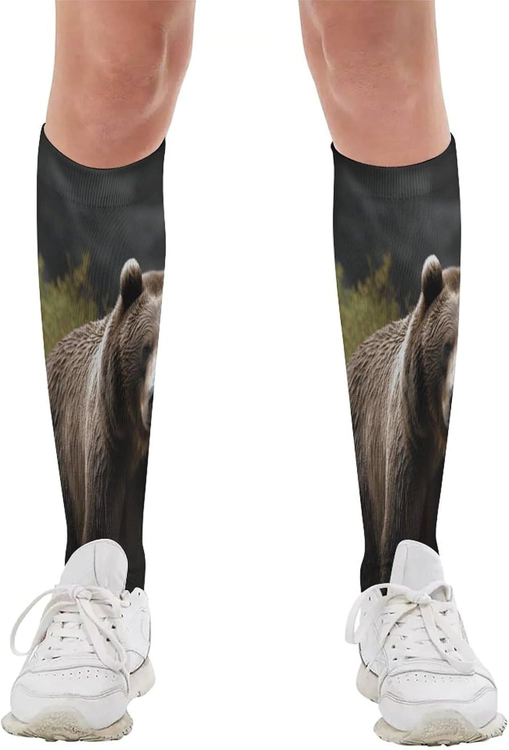 Brown Bear Socks Casual Athletic Long Sock Lightweight Sport Crew Sock Cozy Work Boot Socks for Hiking Sports Running Workout Gym