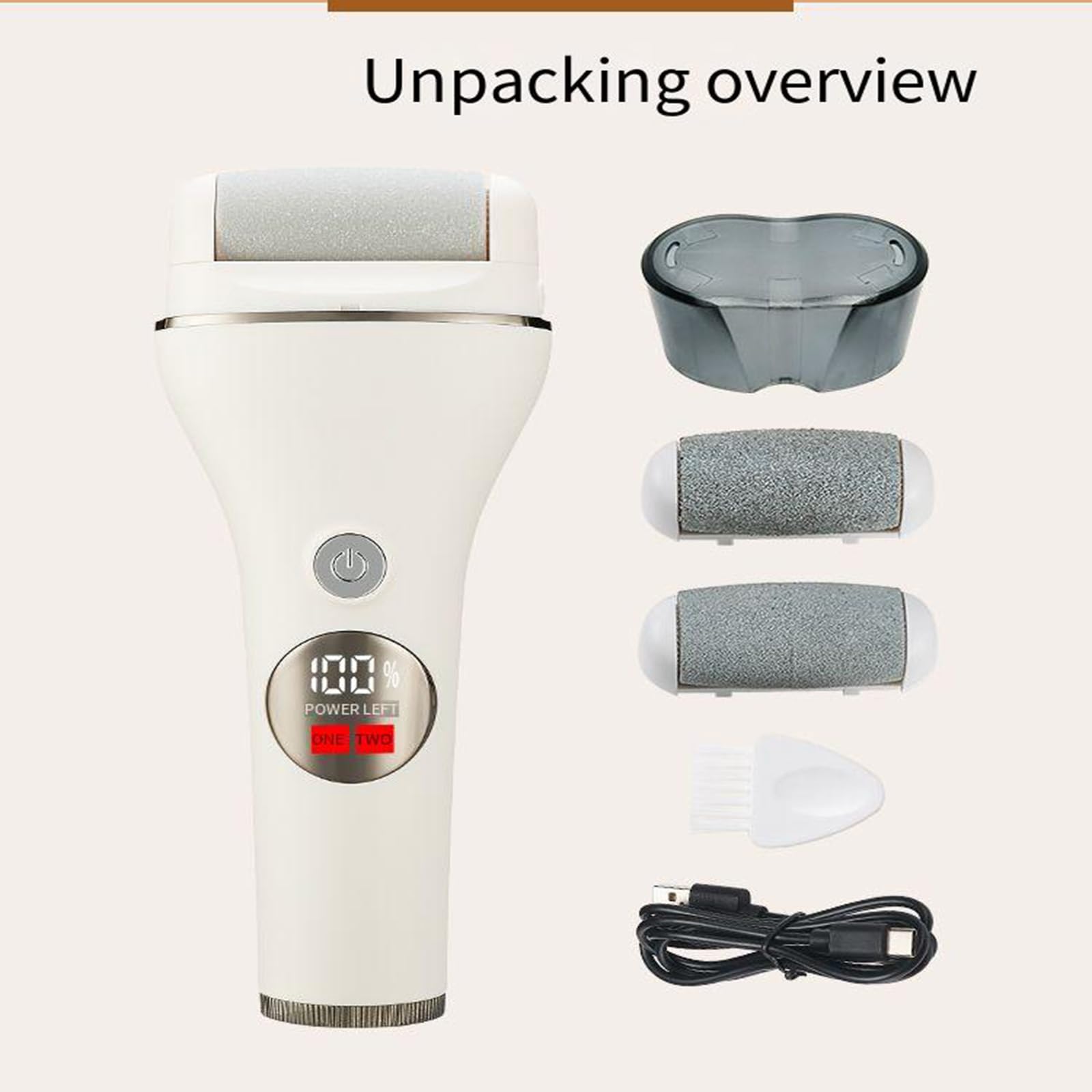 DiceVanto Electric Foot File Callus Remover - 2025Upgraded Rechargeable Foot Grinder, 2-Speed Pedicure Tool with Ceramic Roller, Portable Dead Skin Remover for Feet & Hands (White)