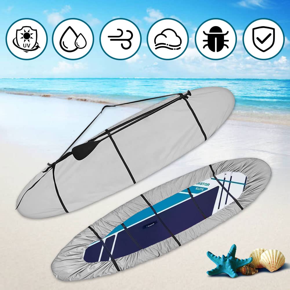 Copertura per Kayak, 420D Impermeabile Protezione UV Copertura Kayak Canoa con Bande e Spallacci Regolabili per Barca da Pesca/Kayak/Canoa/Scheda da Paddle (3.1~3.5m/10.2ft~11.4ft)