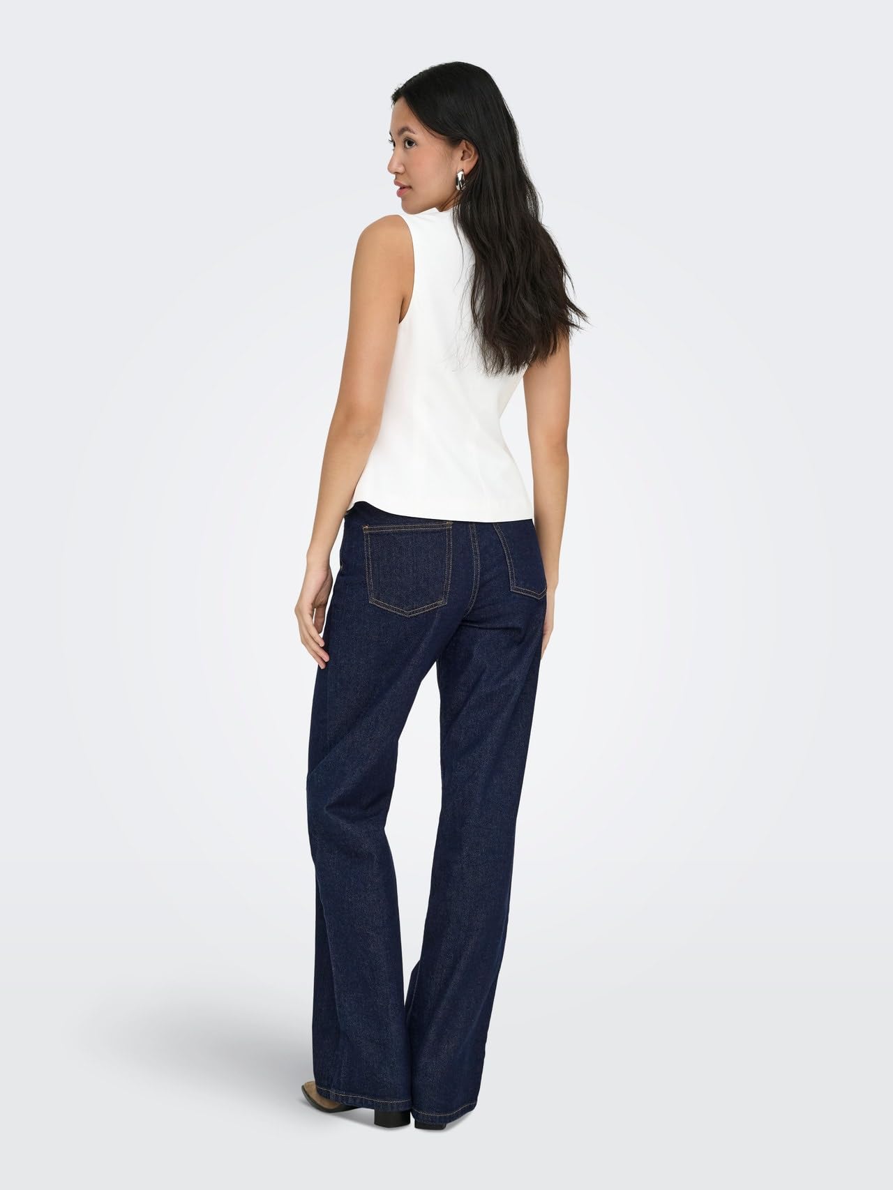 ONLY Jean à Jambe Large ONLJUICY Taille Haute Wide Leg Fit Jeans Dark Blue Denim 32 34 Dark Blue Denim (US) 32 / L34