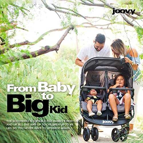 Joovy Scooter X2 Side-By-Side Double Stroller Featuring Dual Snack Trays, One-Handed Fold, Multi-Position Reclining Seats, Adjustable Leg Rests, And In-Seat Storage (Blueberry) #TOP5