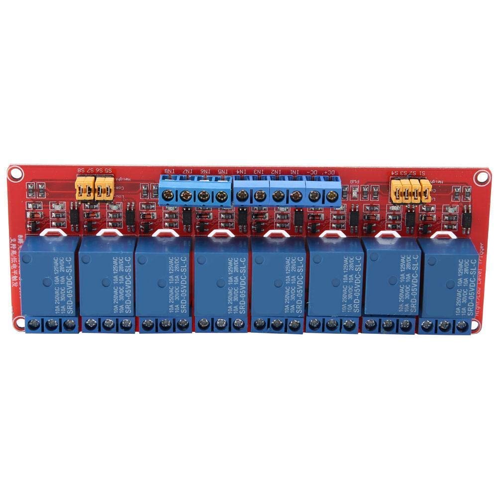 Module de relais Optocoupleur 5 V/12 V/24 V 8 canaux avec indicateur de puissance élevé/bas et déclencheur (5 V)