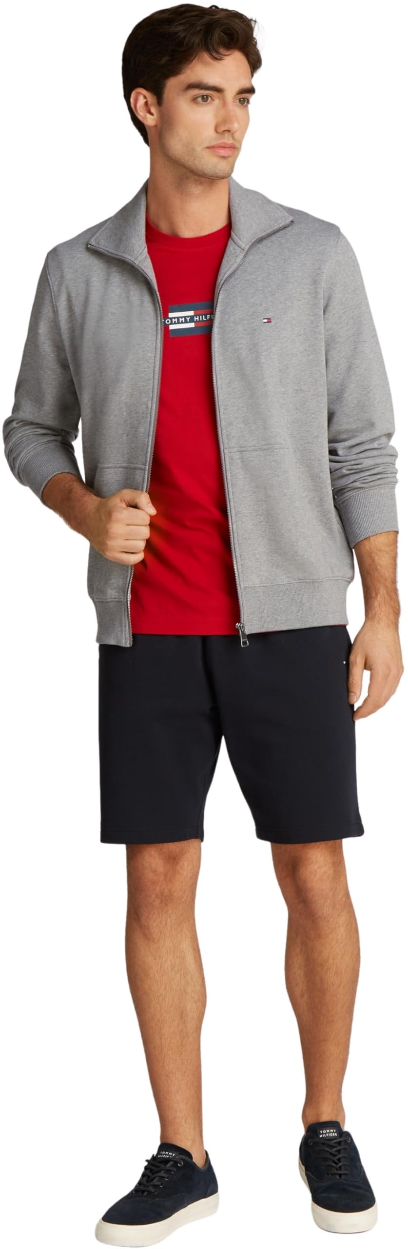 Tommy Hilfiger Uomo Felpa con Cerniera Essential Terry con Colletto alla Coreana