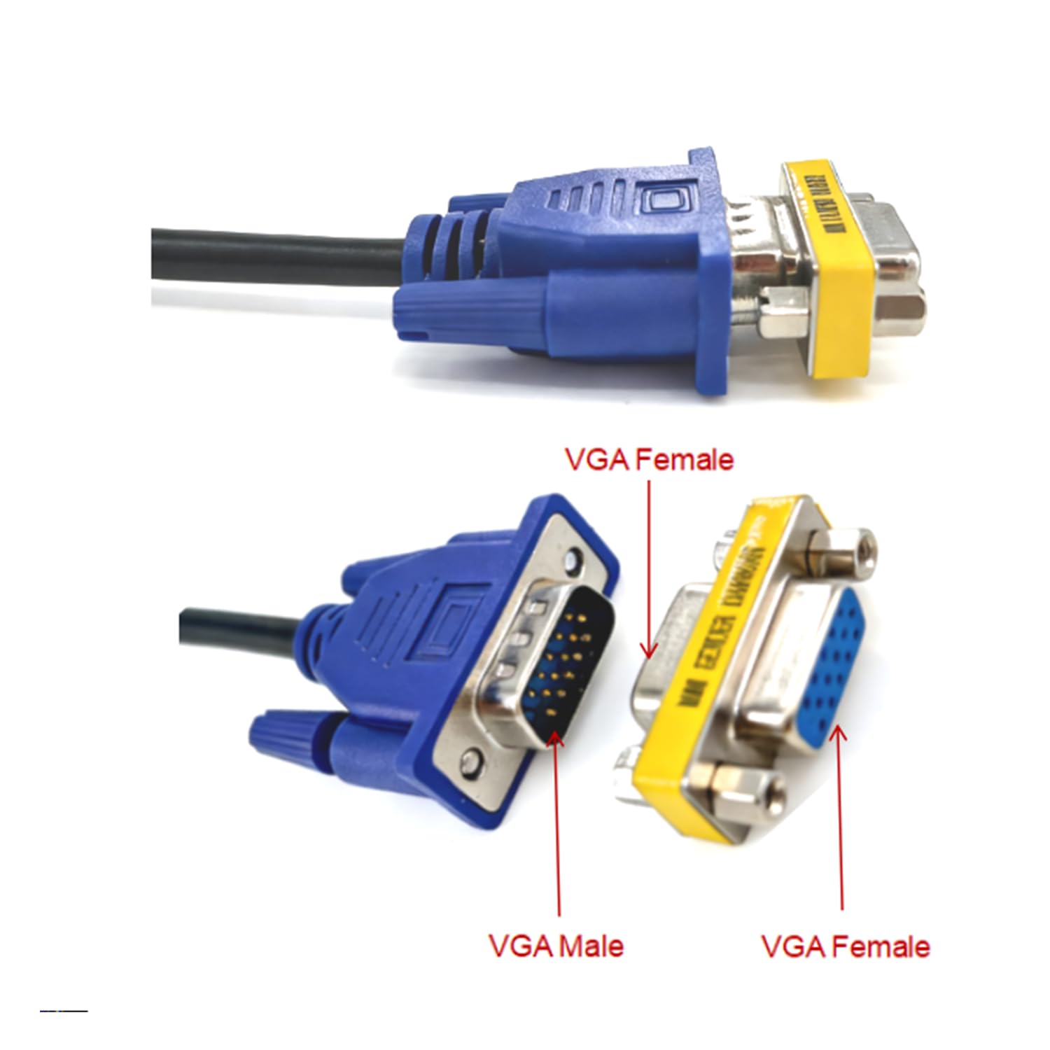 Adattatore VGA femmina a femmina, accoppiatore VGA per estendere cavi e collegare due cavi (il computer al monitor e proiettore) insieme, confezione da 2