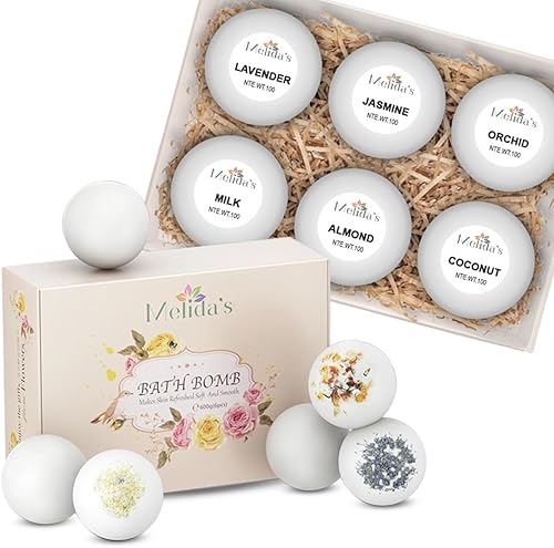 Bombas de baño para mujer, regalo orgánico de primera calidad, paquete de 6 bombas de baño veganas, bombas de baño naturales, lujosas, sin