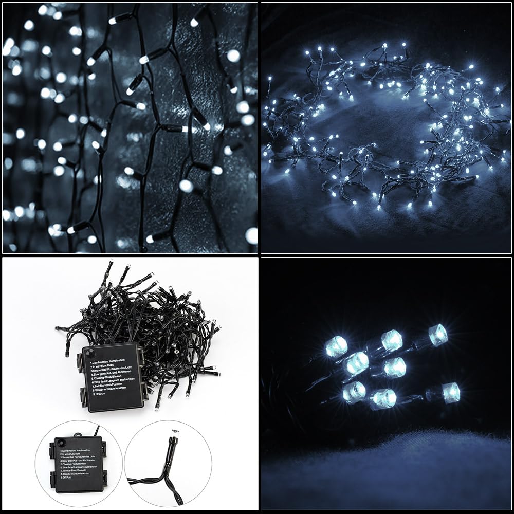 Deuba® Guirlande lumineuse 160 LED Bleu décoration de Noël à piles avec minuteur 8 fonctions extérieur d'éclairage Intérieur