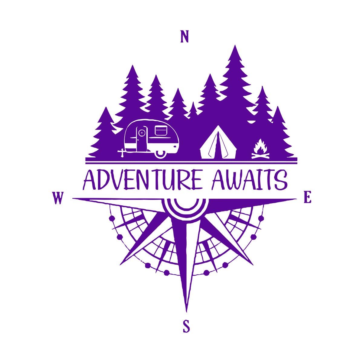 Lzhouting Wall Stickers 1891 Adventure Compass Wall Decal Campervan Stickers Outdoors Camper Decals Removable Home Decoration Rv Small - 36X42cm