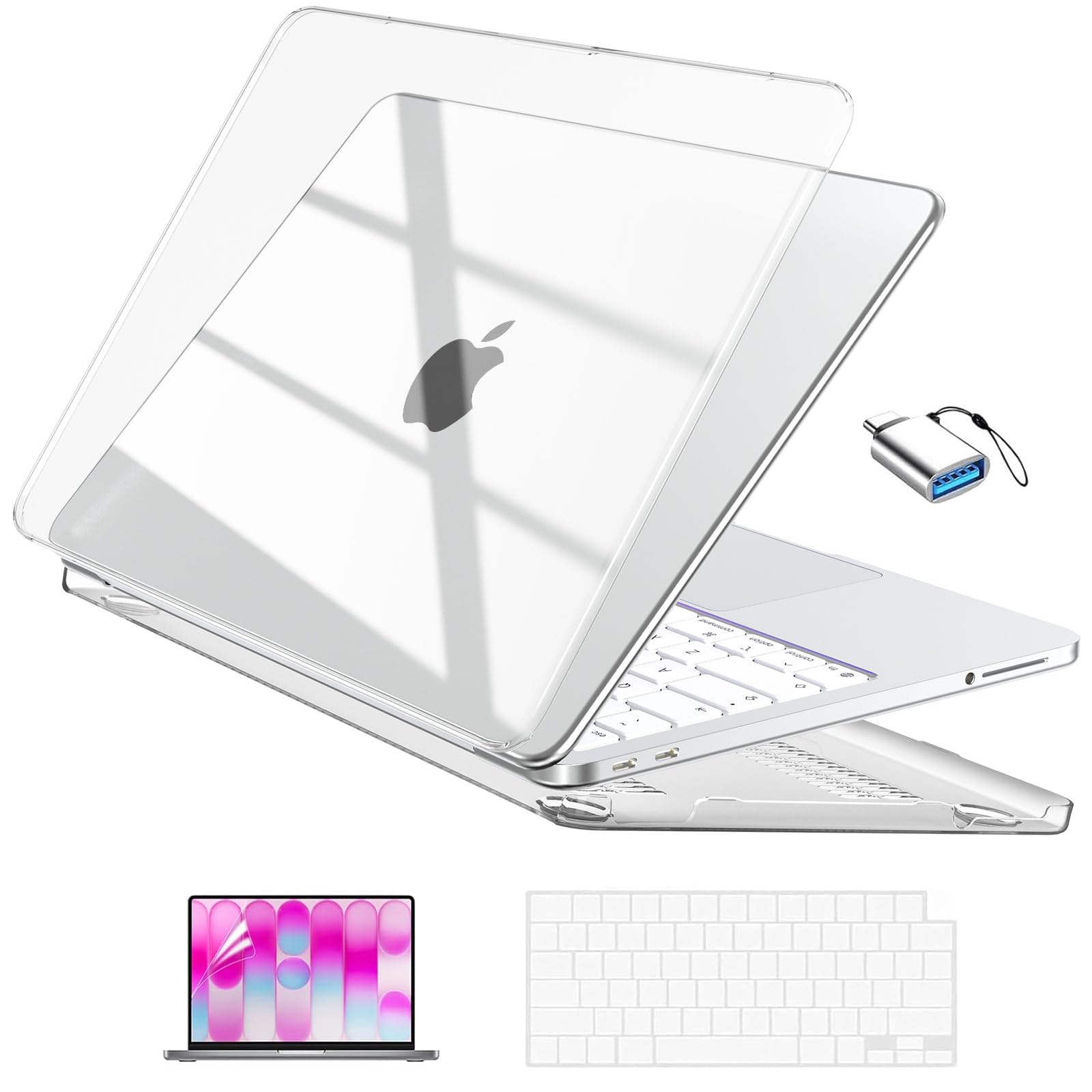EooCoo for MacBook Neo Case 13 inch 2026 Release Model A3404, A18 Pro Chip, Ultra Thin Precision Fit Protective Hard Shell Case 4 in 1 Kit for School, Office, Travel & Daily Use, Crystal Clear - 1