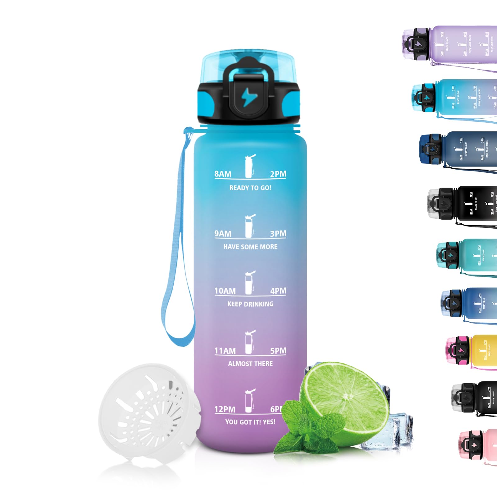 Grsta Water Bottle, Kids Water Bottle, Leakless Water Bottle, Motivational Slogan Motivational Water Bottle, Water Bottle with Filter for Boy & Girl, Plastic Water Bottle 500ml for Schools, Offices,
