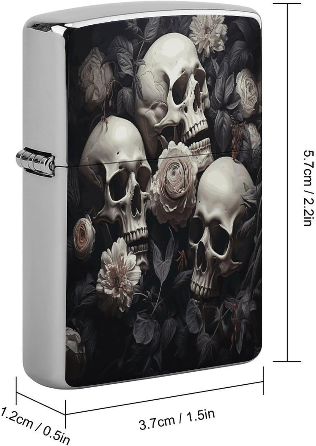 Black and White Flowers and Skull Lighter Case Cover Lighter Shell