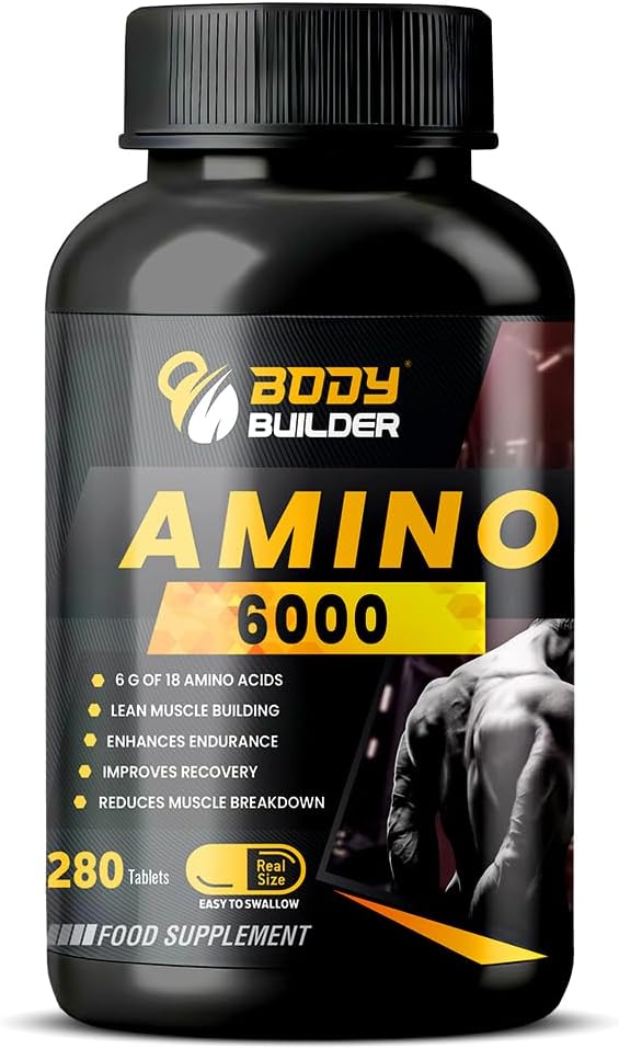 Amino 6000 mg of 18 Essential Amino Acids | 280 Tablets | Lean Muscle Building, Enhances Endurance, Improves Recovery, Reduces Muscle Breakdown | EAAs & BCAAs for Optimal Performance