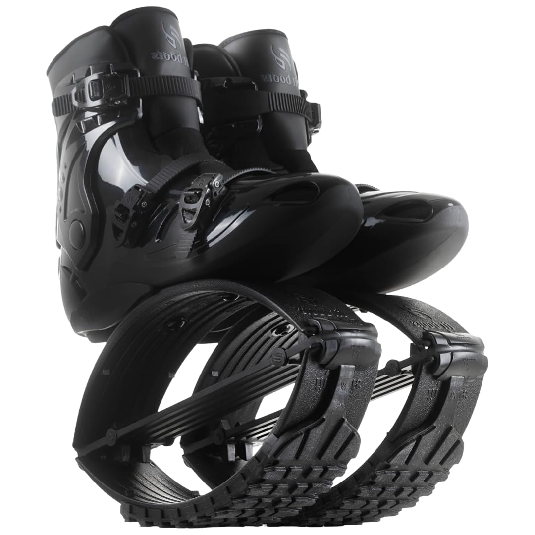 FIT BOOTS Premium Low Impact Rebound Shoe Fits kangoo Jumps for Extra Calorie Burn, Running, Virtual Fitness Classes (XL: 12-14 150-175 Lbs, Black/Black)