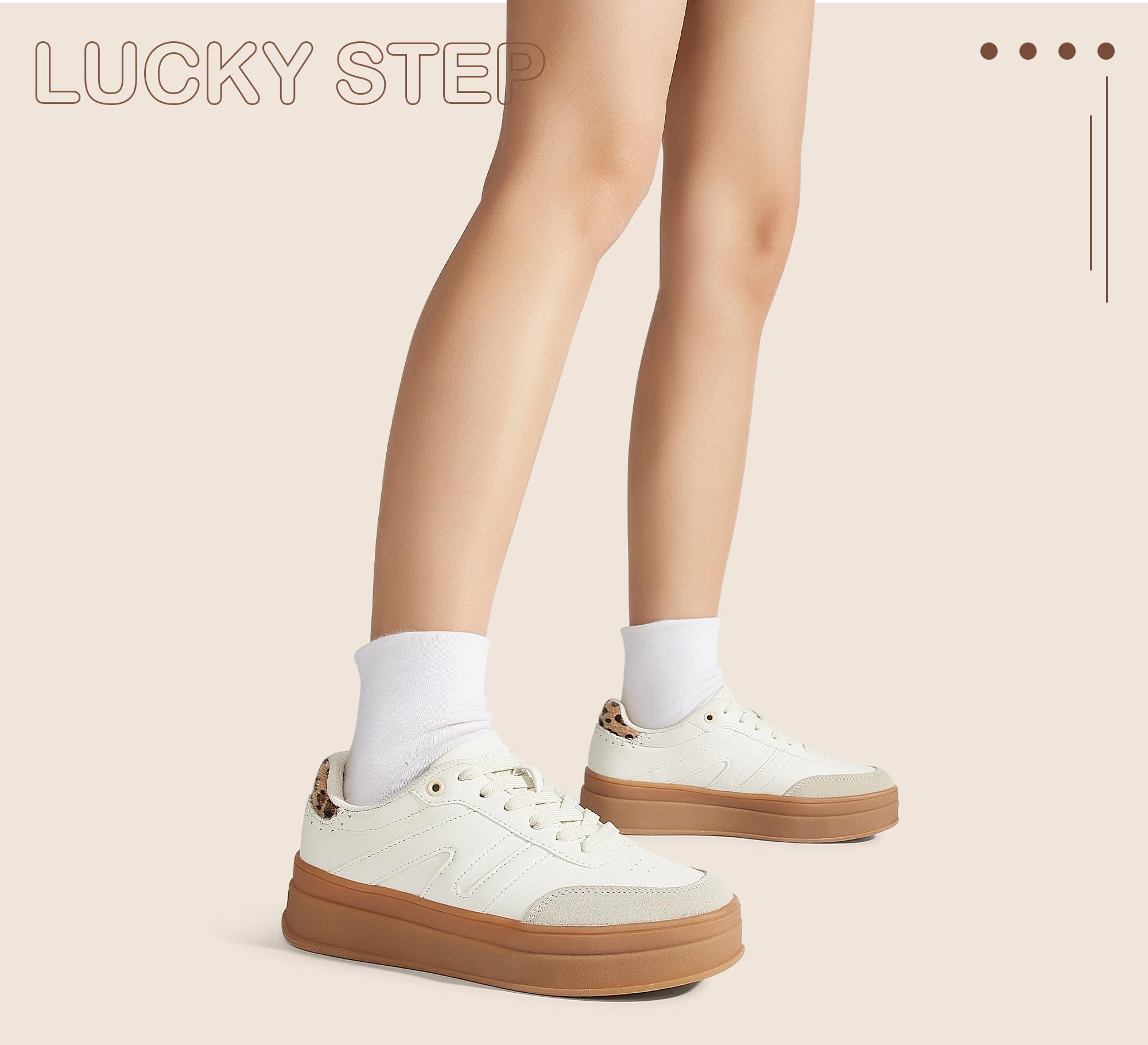 LUCKY STEP Damen Platform Sneakers im Retro-Design | Klassische Freizeitschuhe mit Dicker Gummisohle | Für Alltag, Walking, Tennis & Skate-Stil
