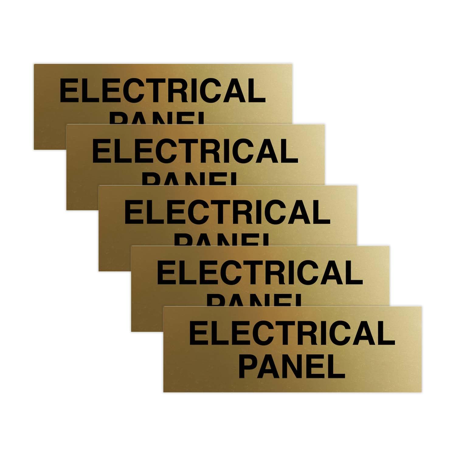 All Quality Basic Electrical Panel Sign - Fire Regulation Safety Compliance Sign - Brushed Gold - Large (5 Pack)
