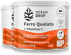 Kit 2 Ferro Quelato e Vit. C Ocean Drop 60 Cápsulas
