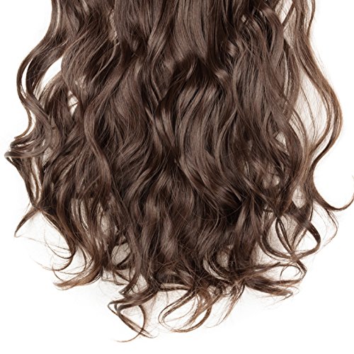 [PROMO] 17" Long Straight Curly Wavy Full Head Clip in Hair Extension 8 Pcs 18 Clips Real Thick Heat Resistance Synthetic Hairpiece for Women Girls (Medium Brown) - Thumbnail 6