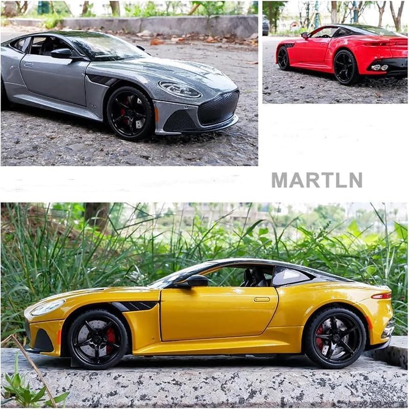 Image of Kids Model 1:24 Astorn Martin Die Cast Metal Car Pull Back Action Opening Doors with Realistic Engine Sound Lights Toy Car Gift for Boys - Yellow