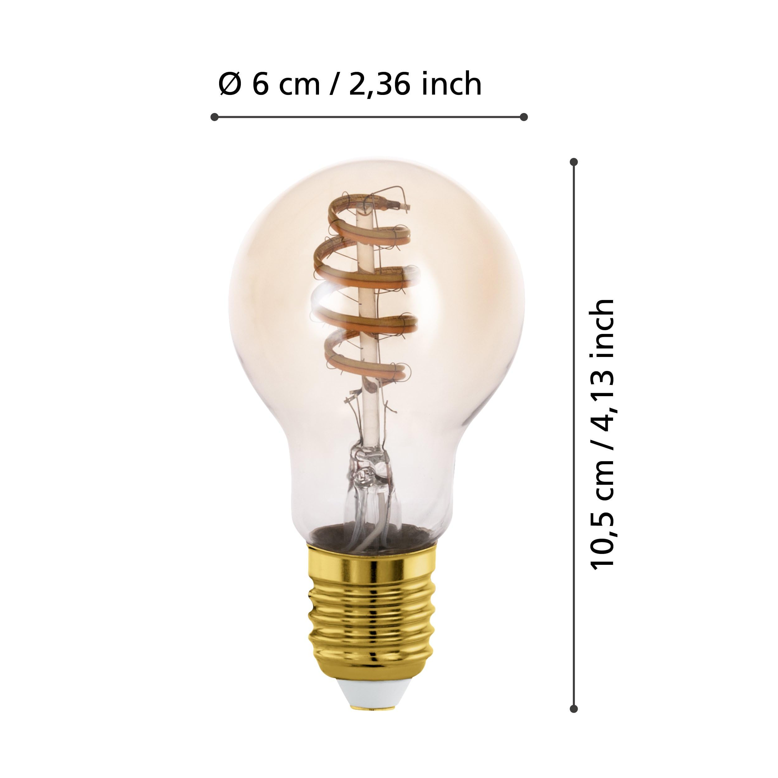 EGLO connect.z Smart-Home LED Vintage Leuchtmittel, 2er Set ink. Schalter | 2 E27 Glühbirnen + Lichtschalter, Matter, ZigBee, App und Sprachsteuerung Alexa, dimmbar, warmweiß-kaltweiß, 806 Lumen, amber