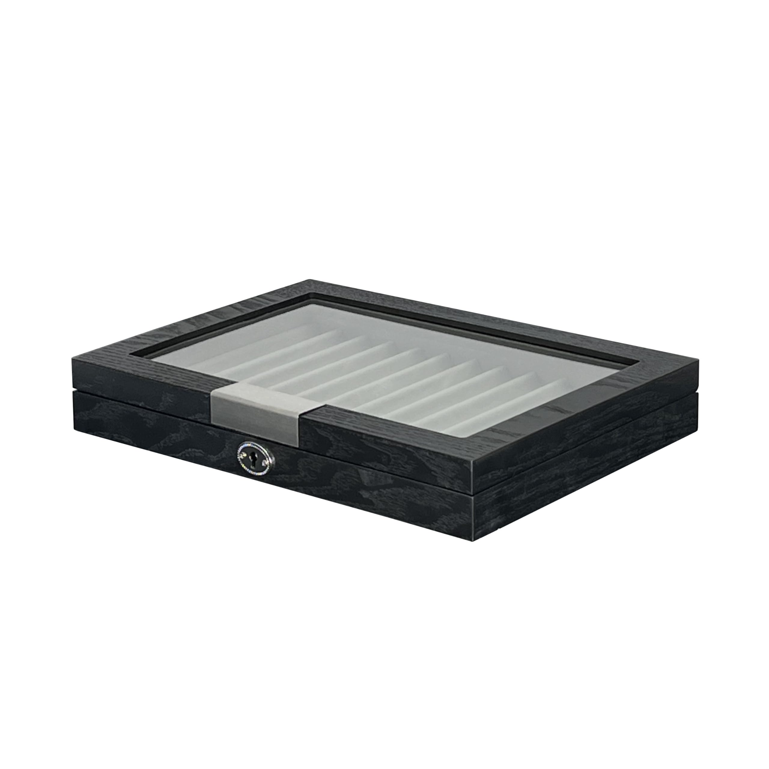 MR Maestro Relojero - Scatola Portapenne con vetrina per 12 penne in legno | Espositore penne stilografiche | Portapenne da esposizione | Raccoglitore collezioni | Nero, Legno e Alluminio