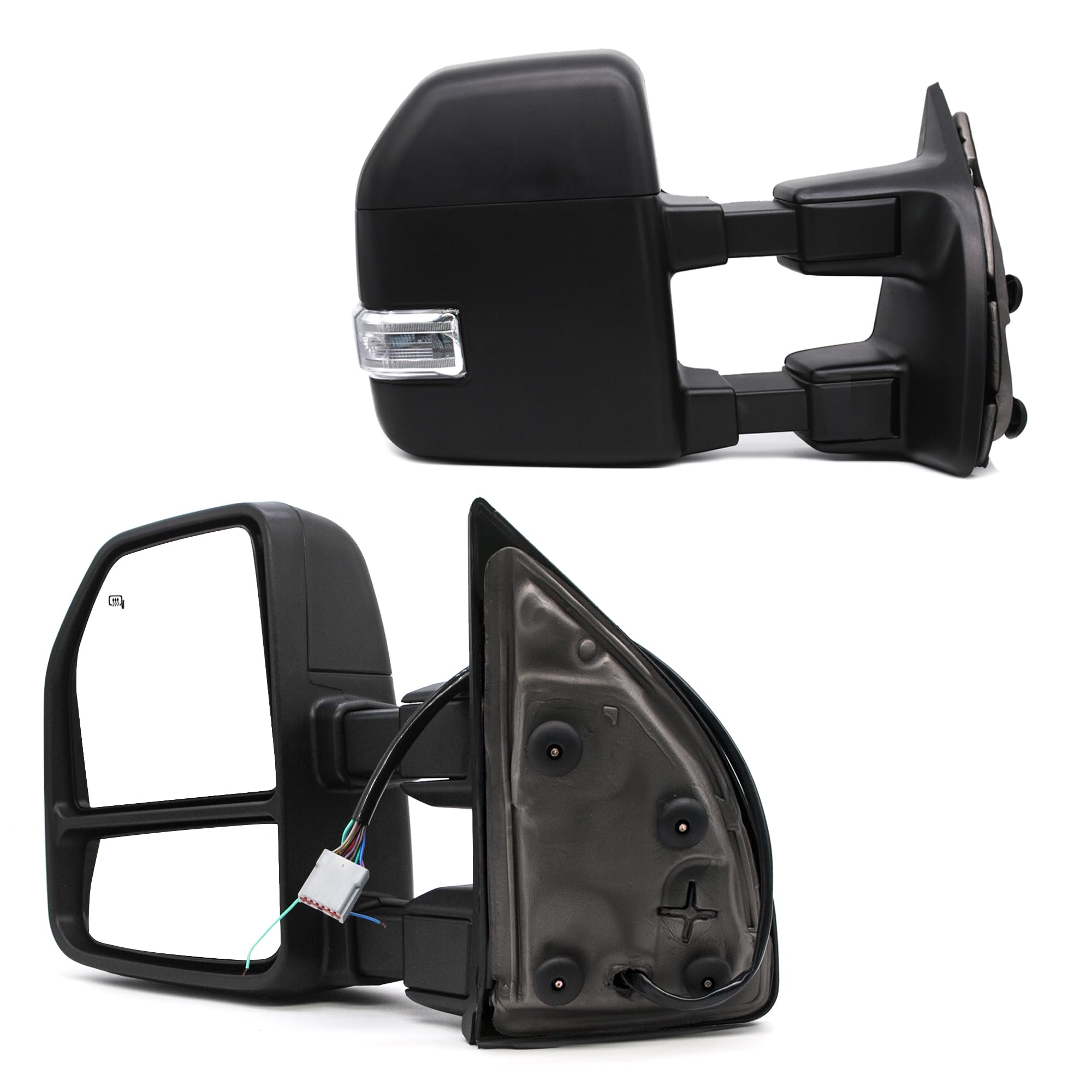 TOEMIRR Towing Mirrors fit for 1999-2007 Ford F250 F350 F450 F550 Super Duty Heated Power Temperature Sensor Turn Signal Light Puddle Light Auxiliary