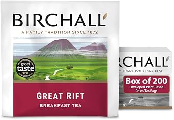 Birchall Great Rift Breakfast Blend Tea - A Timeless Classic to Satisfy Your Morning Cravings, Box of 200 Enveloped Plant Based Prism Tea Bags
