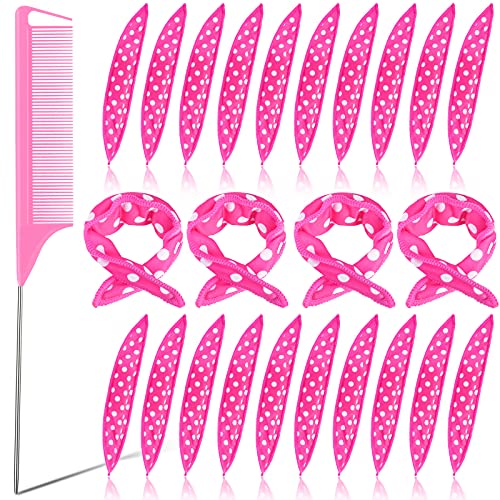 24 Pieces Hair Rollers Night Sleep Foam Hair Curler Rollers Soft Night Sleep Hair Rollers Soft Pillow Sponge Hair Curlers with Rat Tail Comb DIY Sponge Hair Styling Rollers Tools for Women Girls
