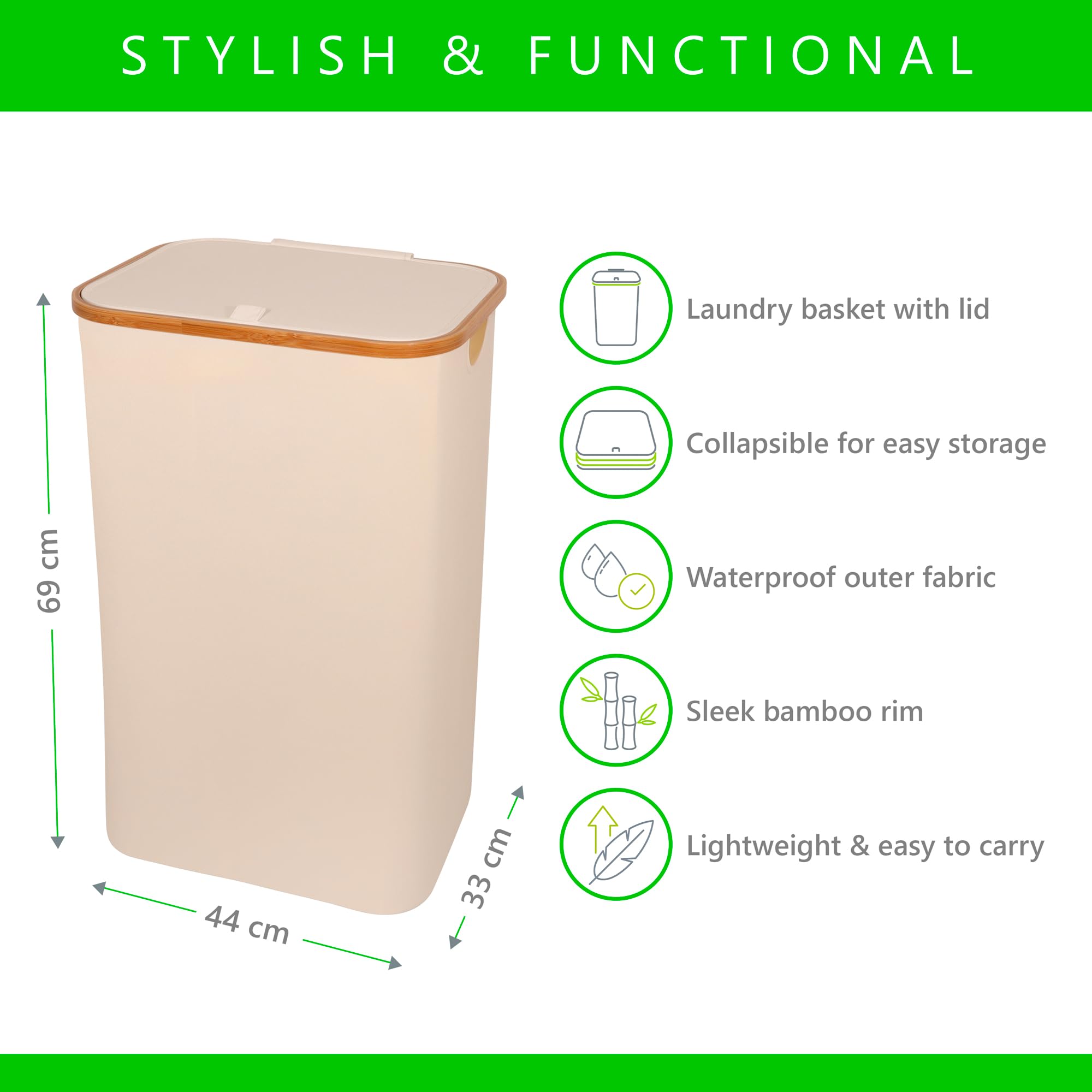 Panier à Linge Double 100 L Avec Couvercle - 2 Compartiments Triage, Sacs Amovibles, Guide Entretien Intégré