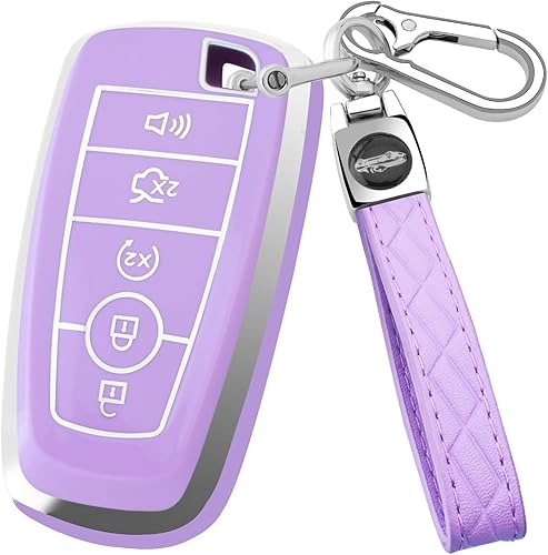 Miniatura 12 de Funda para llavero Ford con llavero, funda protectora para Ford Explorer Fusion Escape Edge Expedition Maverick Mustang Bronco F150 F250 F350 F450