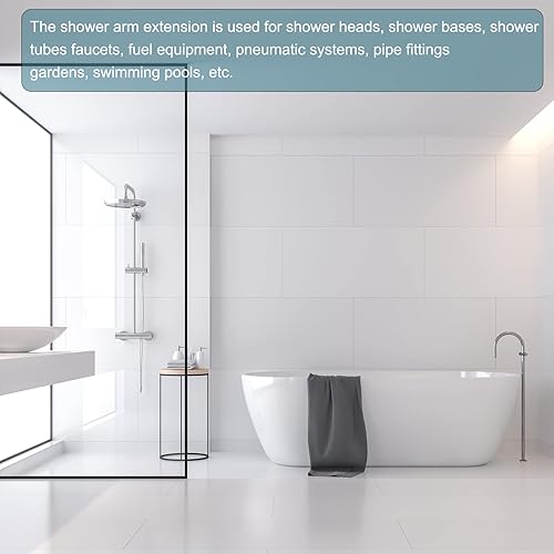 Miniatura 5 de Accesorios de tubo de extensión de cabezal de ducha de 1.18 x 0.94 pulgadas (largo x profundidad), paquete de 2, bueno para baño, extensión de brazo