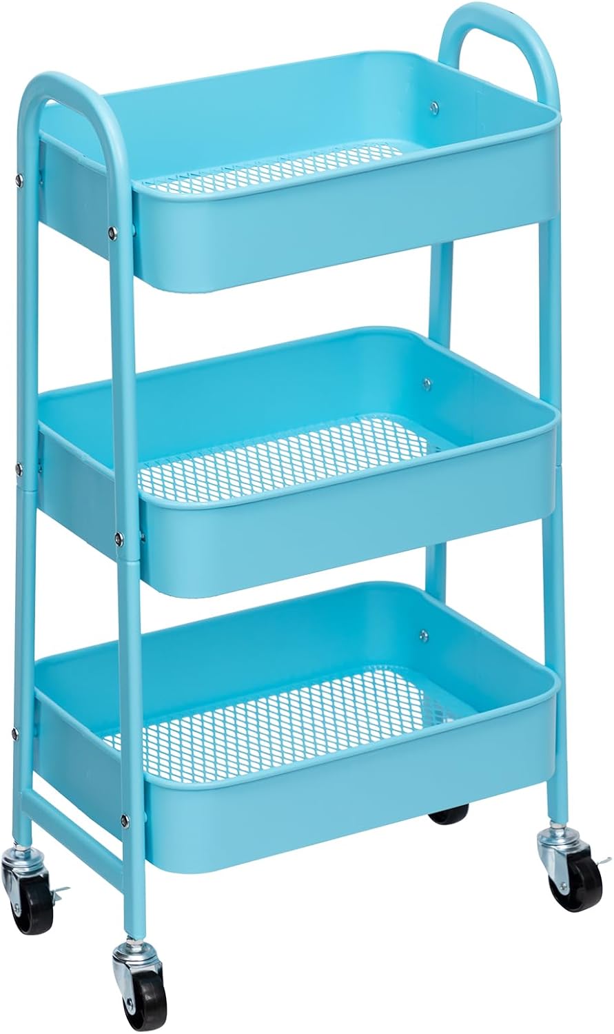 AGTEK Makeup Cart, Movable Rolling Organizer Cart, 3 Tier Metal Utility Cart with