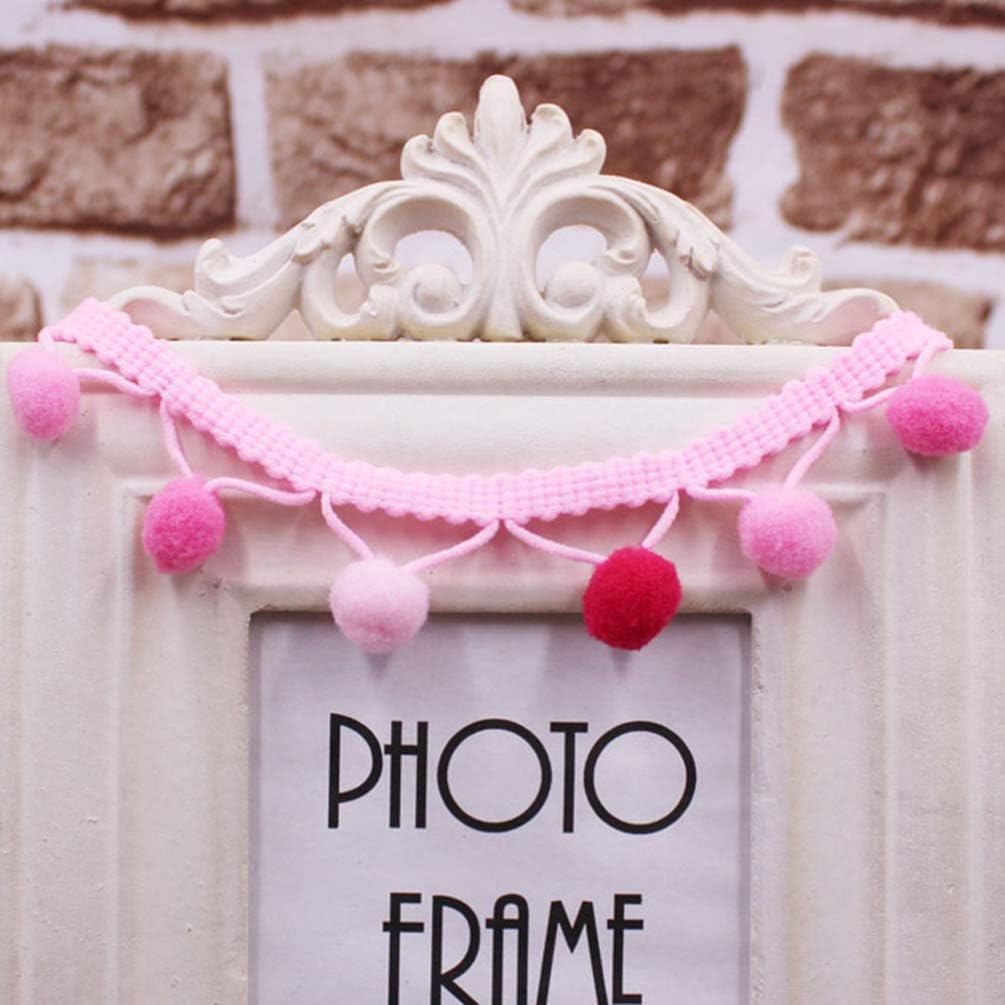 HEALLILY 28 Inch Small Pom Pom Lace Trim 5 Color Gradient Ball Fringe for DIY Craft Embellishments Dress Scarf Hat Curtain