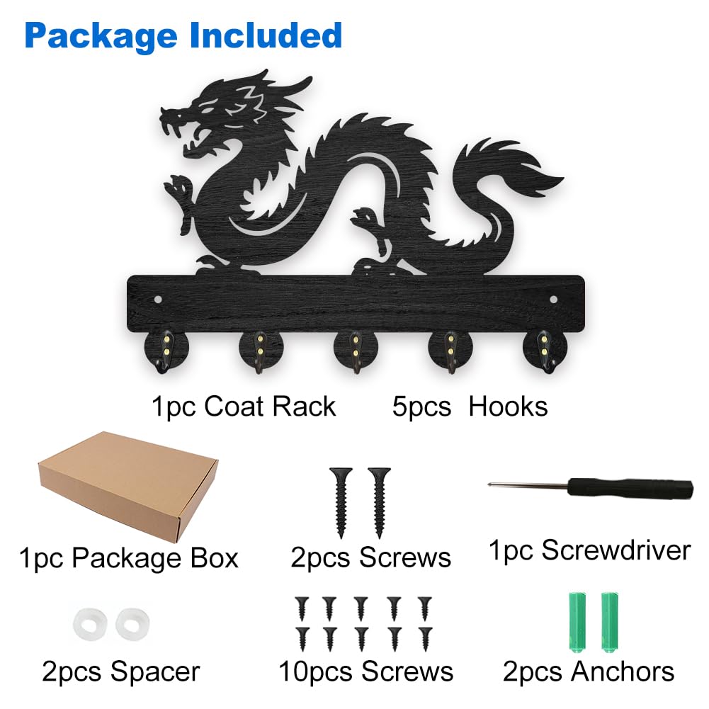 Amazon.com: MAYJOYDIY Wooden Chinese Loong Key Hook Dragon Pattern