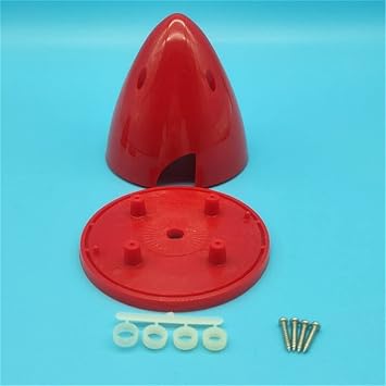 RC Airplane Propeller Spinner, 1 Set Round Tip Nylon Plastic RC Airplane Prop Propeller 1.5-4 Inch Spinner 2 Blade RC Spare Parts Red Color (Color : 64mm 2.5in)
