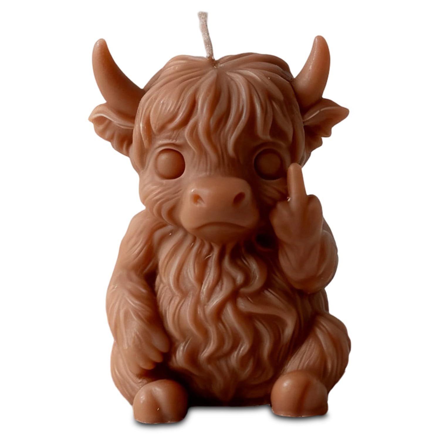 Highland Cow Middle Finger Candle, Highland Cow Gifts for Women Men, Funny Gag Gift for Friends BFF & House Decor, Novelty Scottish Cows Decor, Soy Wax Candle Present for Highland Cow Lover (Brown)