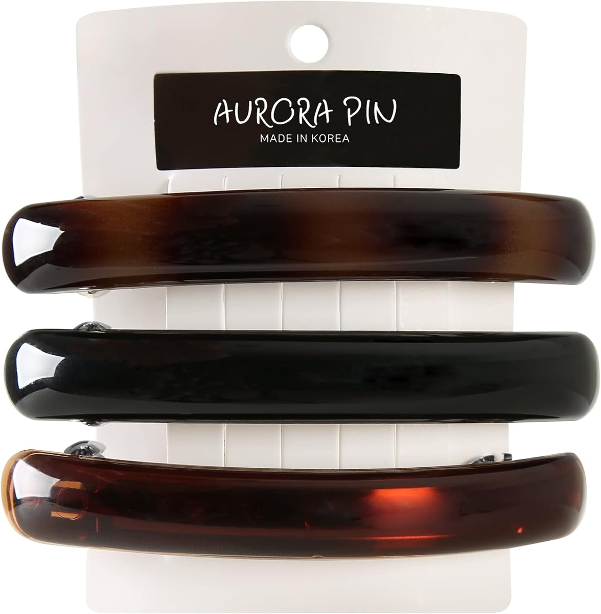 Elegante pinza para el cabello de caparazón de tortuga - Pasadores con cierre automático para peinar en un recogido, moño o cola de caballo - Accesorio fuerte hecho en Corea para cabello grueso y de volumen medio - Juego de 3 piezas, 3 colores | Clips con cierre automático para coletas, moños y estilos a media altura; fijación fuerte para cabello medio a grueso; Hecho en Corea por AURORA PIN