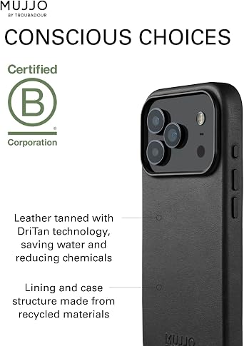Mujjo Leather Case for iPhone 17 Pro MagSafe Compatible - Black