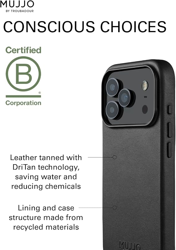 Mujjo Leather Case for iPhone 17 Pro MagSafe Compatible - Black