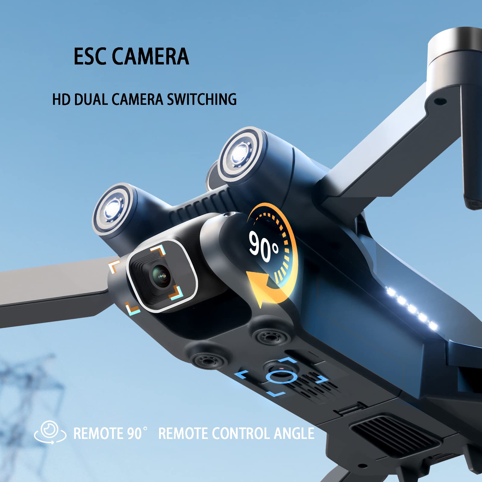 Fotografia Aerea da 6K Pixel: Drone Aereo avanzato con Pixel da 6K, prevenzione degli Ostacoli a 360°, Motore brushless, Zoom 50x e Passaggio del Flusso Ottico. (B)
