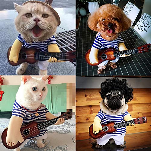 Luckstar Pet Guitar Costume - Dog Costume Funny Cat Clothes Dogs Cats Super Funny Crazy Guitarist Style Pet Clothes Best Gift For Halloween Christmas Birthday Cosplay Party Weekend Parties (Medium) #TOP4
