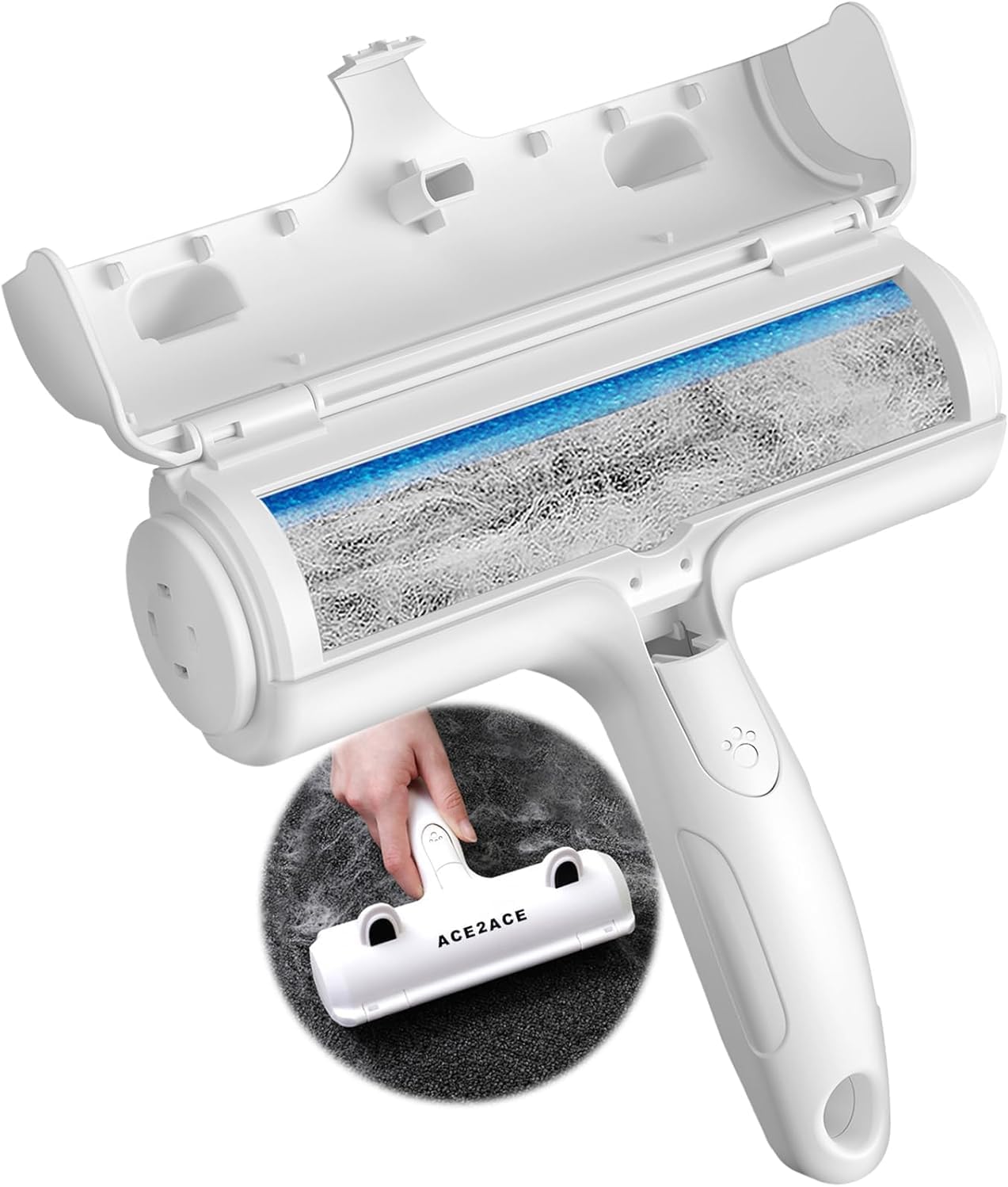 ACE2ACE Pet Hair Remover Roller, Reusable Animal Hair Removal Brush for Dogs and Cats, Self Clean Pet Fur from Carpet, Furniture, Rugs, Laundry, Clothes and Bedding, Sofa